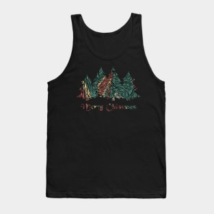 Chirstmas Line Art Tree Pattern Tank Top